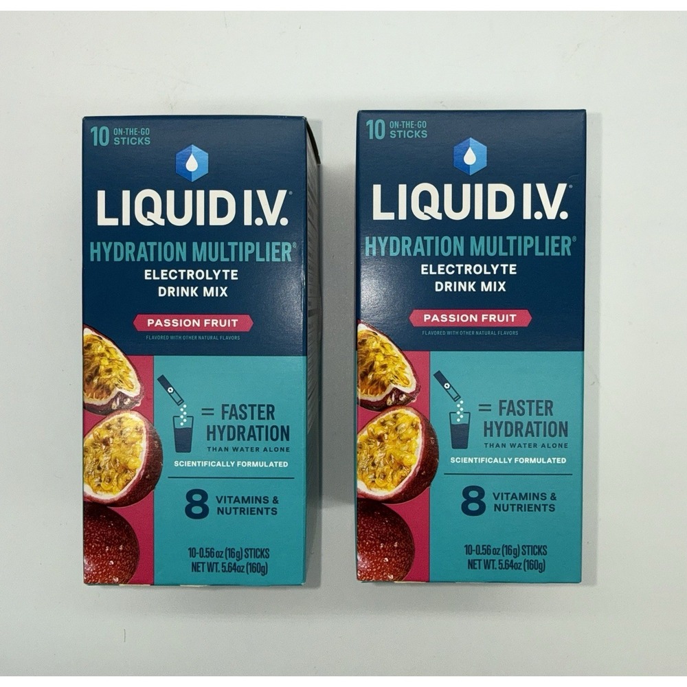 LIQUID I.V. Hydration Multiplier Passion Fruit Electrolyte Drink Exp 1/28 20 Ct